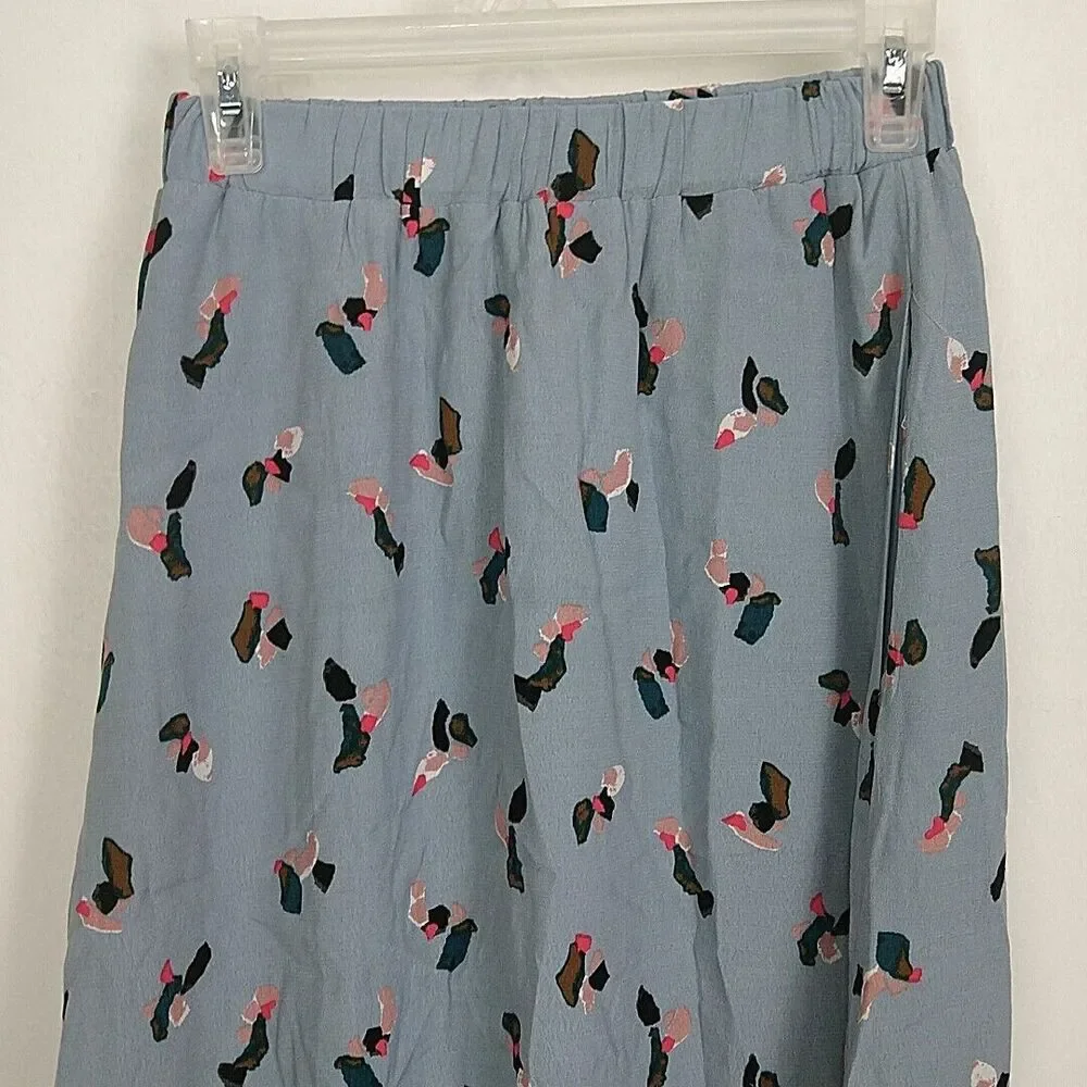 Mello‎ Day Womens sz XS Skirt Blue Printed Full Maxi Elastic Waist Pull On